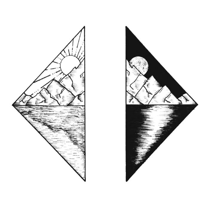 喵小姐原创-太阳月亮风景几何三角形纹身贴情侣手腕纹身刺青欧美