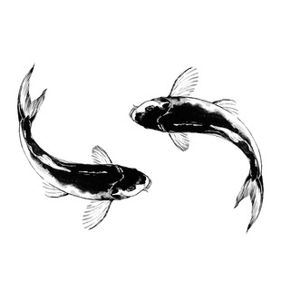 喵小姐原创-防水纹身贴双鱼小清新韩国锦鲤 鲤鱼纹身贴 个性刺青