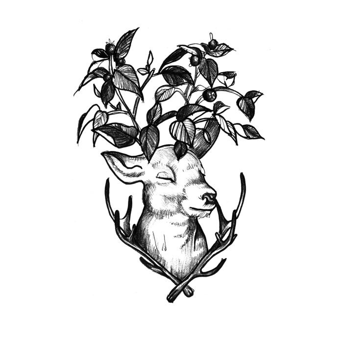 喵小姐 花臂麋鹿纹身贴逼真防水男女持久性感小花臂手臂刺青贴纸