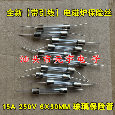 全新原装带引线电磁炉保险丝 6*30mm 15A 250V 6X30MM 玻璃管