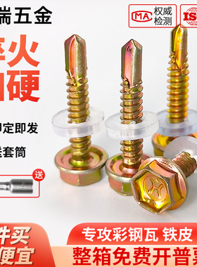 外六角钻尾自攻螺丝钉法兰自钻镀锌彩钢瓦钉子套头燕尾钻尾丝螺钉