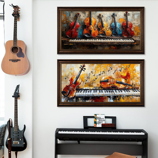 音乐主题装饰画乐器培训班艺术中心吉他小提琴壁画钢琴室琴行挂画