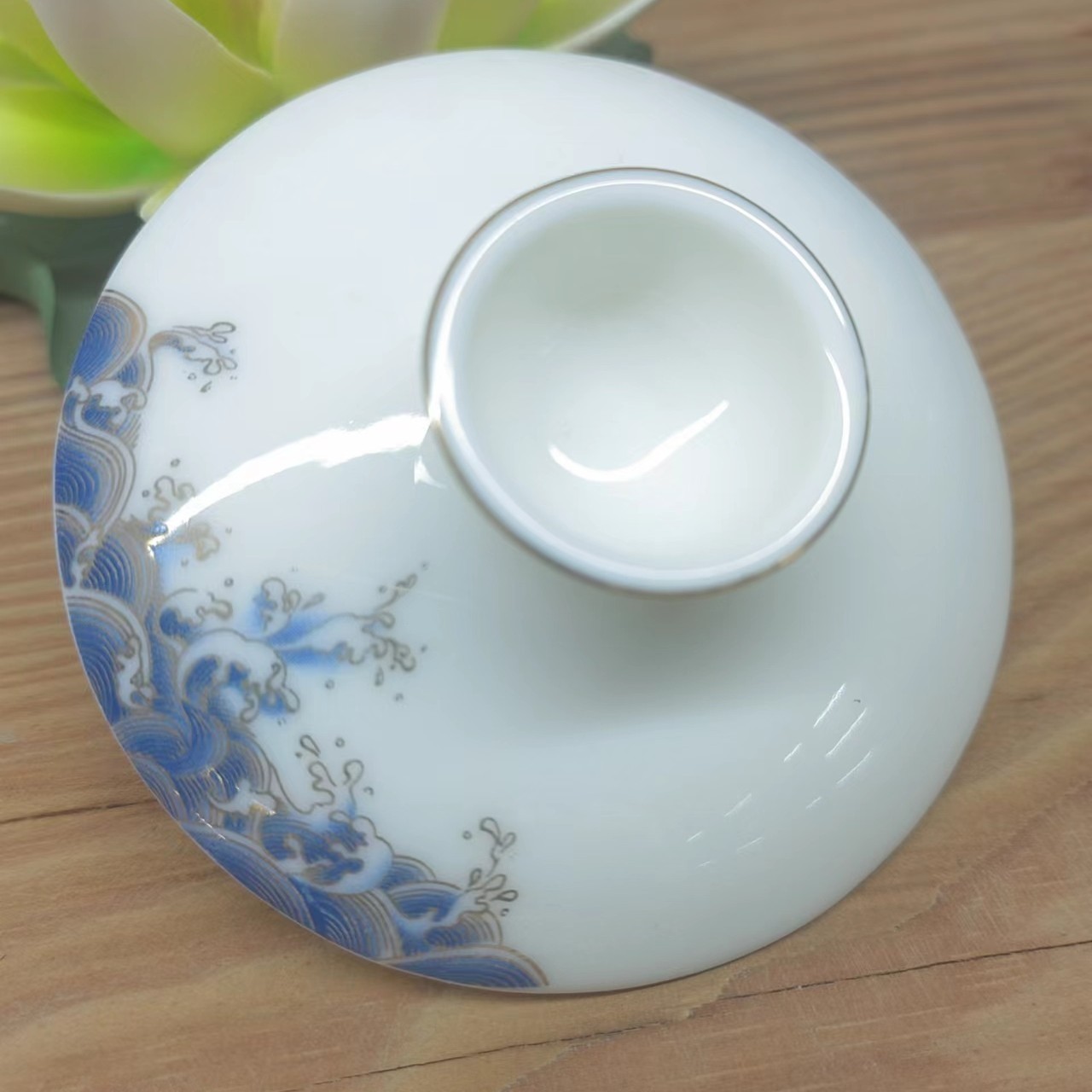 羊脂玉白瓷茶盖陶瓷茶具盖碗的单盖子 （不含茶碗 慎拍）