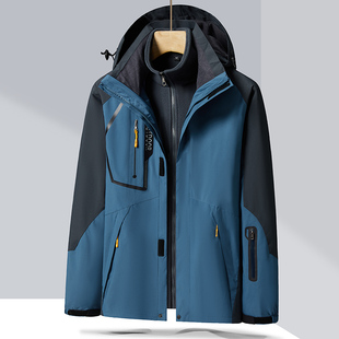 狼爪传旗户外冲锋衣男女三合一可拆卸两件套秋冬季加绒加厚登山服