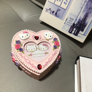 三丽鸥KT猫Kitty 树脂首饰盒置物盒收纳盒相框工艺品摆件结婚礼物