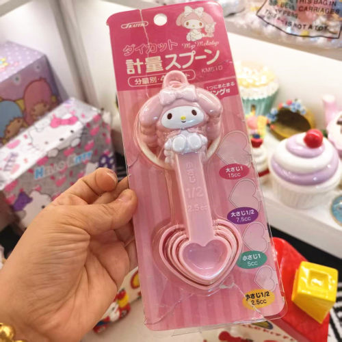 三丽鸥中古正品2016年美乐蒂 Melody爱心量勺厨房计量勺4件套礼品