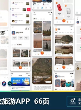 2025社交旅游博客游记app小程序UI界面设计psd/fig/xd/sketch文件