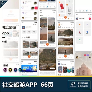 2025社交旅游博客游记app小程序UI界面设计psd/fig/xd/sketch文件