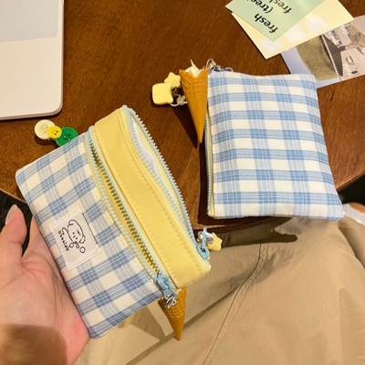 原创撞色拼接双层化妆包姨妈巾包