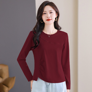 新疆长绒棉长袖T恤女2025秋季新款高级感内搭打底衫女装宽松上衣
