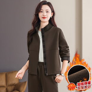 GCMUSCLE慵懒风休闲运动套装女韩版高级感冬季加绒保暖立领套装