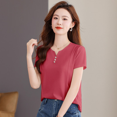 2025年夏季新款短袖V领T恤