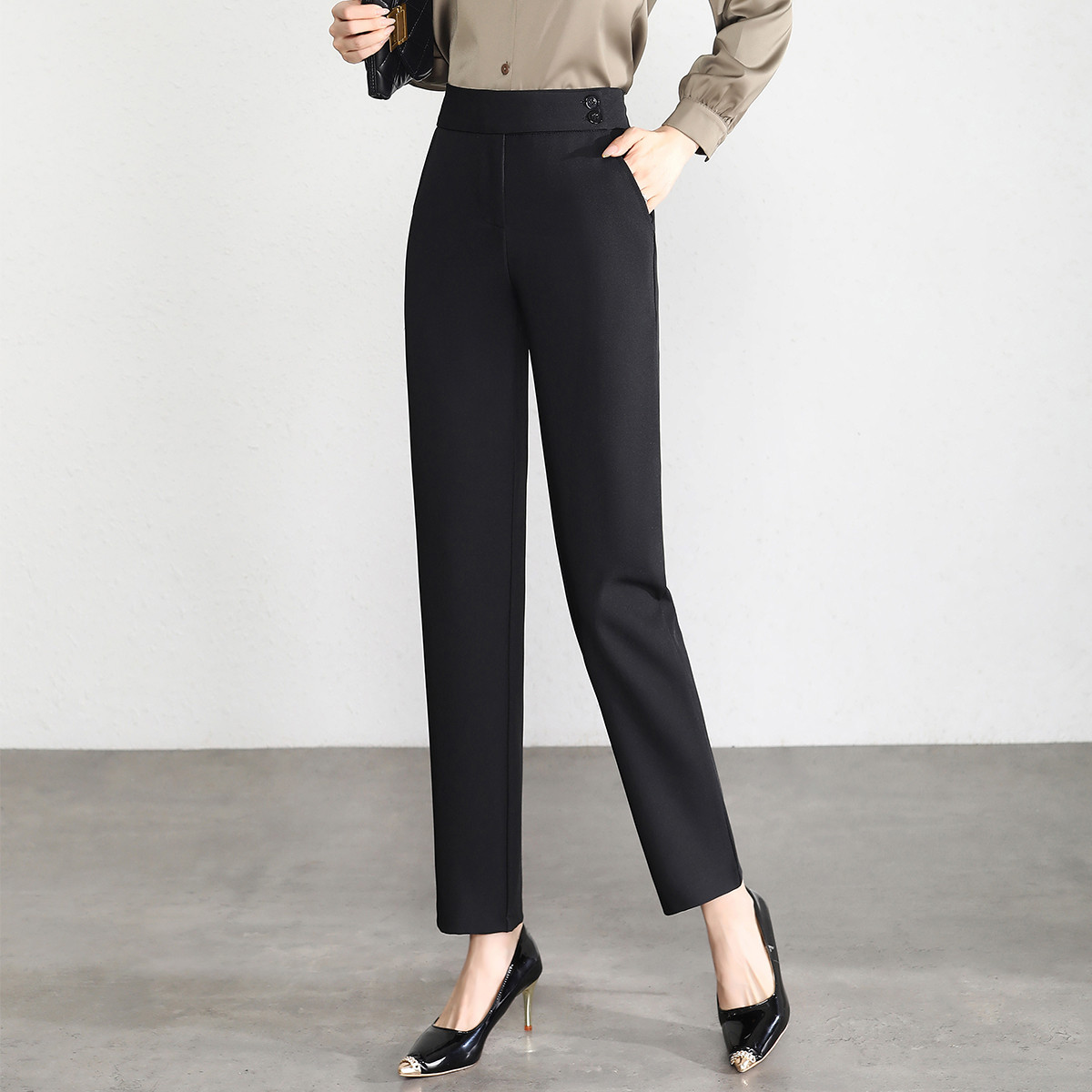 GCMUSCLE高腰通勤修身九分裤