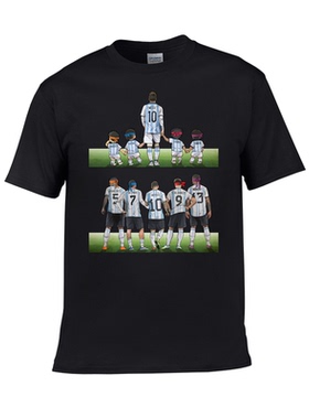 足球超级巨星梅西短袖t恤MESSI头像纯棉体恤里奥梅西logo圆领半袖