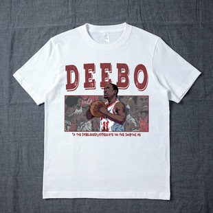 夏季纯棉篮球短袖t恤德罗赞卡通插画手绘球星圆领半袖T恤男士休闲