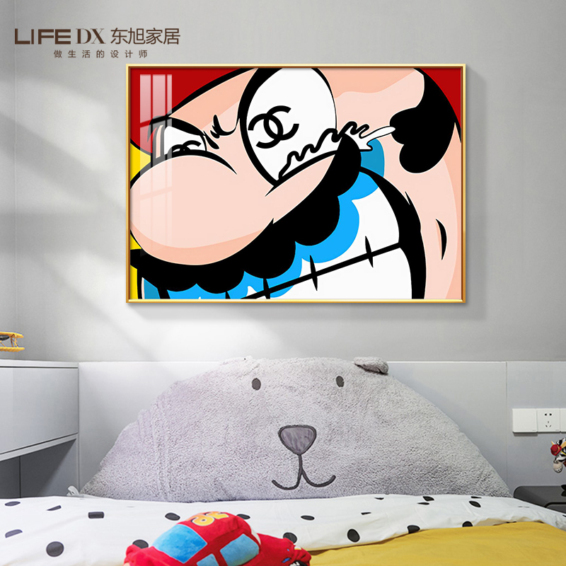 马里奥儿童房装饰画超级玛丽动漫卡通挂画卧室床头背景墙壁画图片