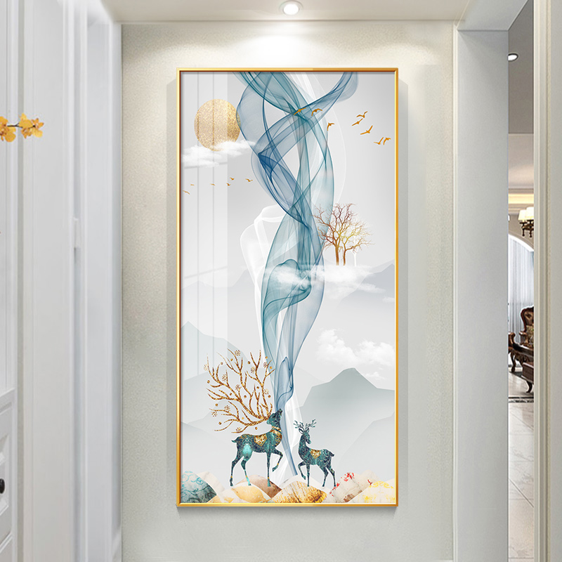 入户玄关竖版过道大气风晶瓷画