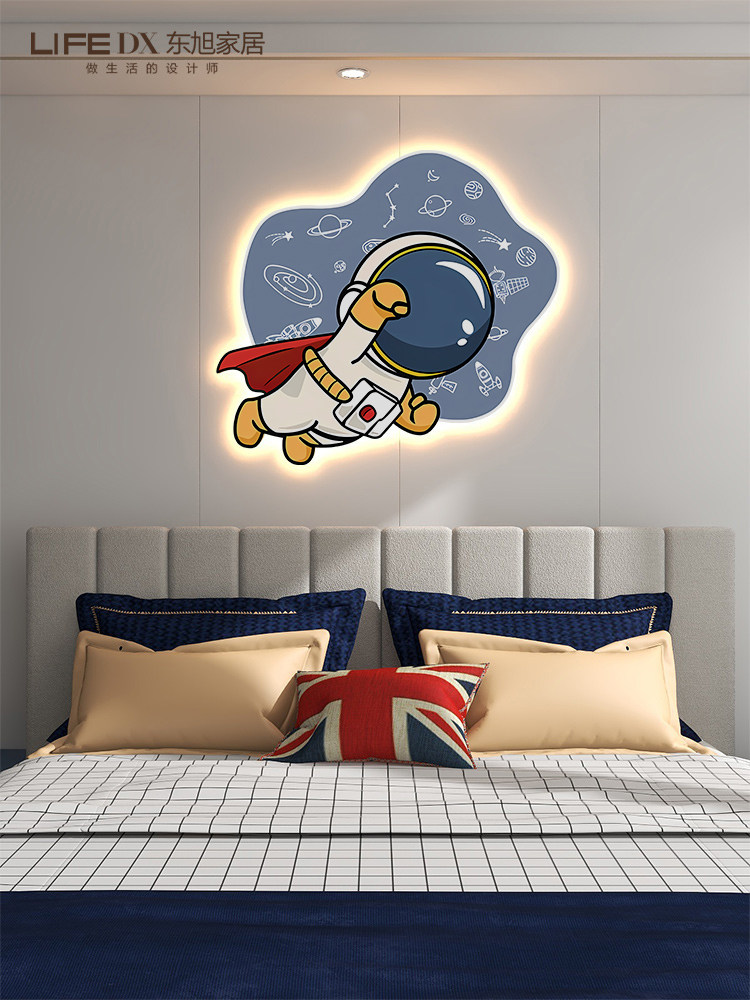 宇航员儿童房装饰画led壁灯画男孩卧室床头背景墙面挂画房间壁画,家居饰品,现代装饰画,淘宝优惠券,粉丝福利购,淘宝优惠卷