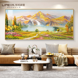 饰画沙发背景墙挂画轻奢高级感2025新款 聚宝盆山水画靠山图客厅装