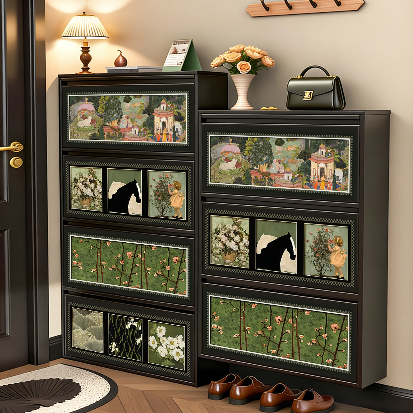 中古风钢制超薄鞋柜家用门口极窄入户门收纳柜一体靠墙玄关室内外,住宅家具,鞋柜,淘宝优惠券,粉丝福利购,淘宝优惠卷