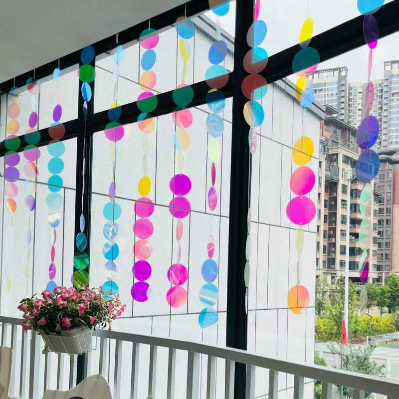 镭射PVC透明幻彩色美工区吊挂饰