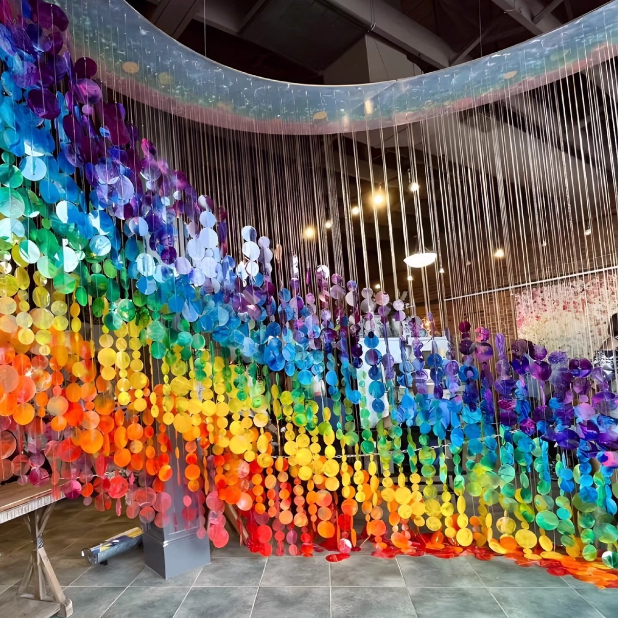 彩色方圆形塑料片透明吊挂饰环创