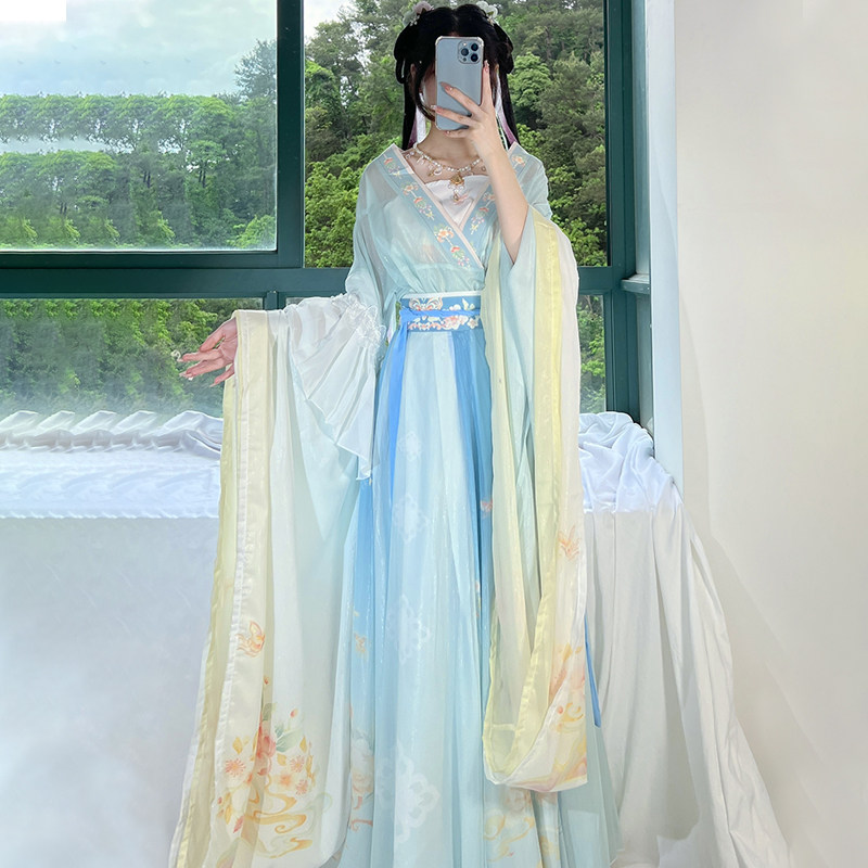 南北朝汉服女中国风交领大袖衫齐腰襦裙改良全套春夏秋季正品原创