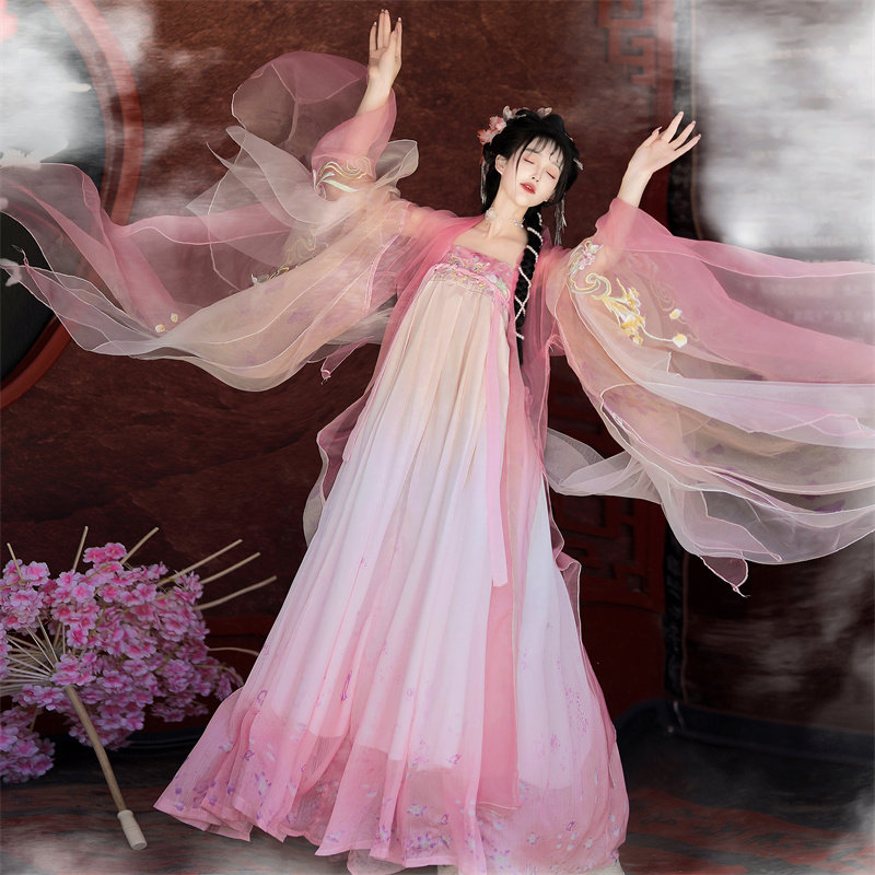 汉服女2025新款唐制诃子裙齐胸襦裙整套重工刺绣中国风学生日常夏,女装/女士精品,汉服套装,淘宝优惠券,粉丝福利购,淘宝优惠卷