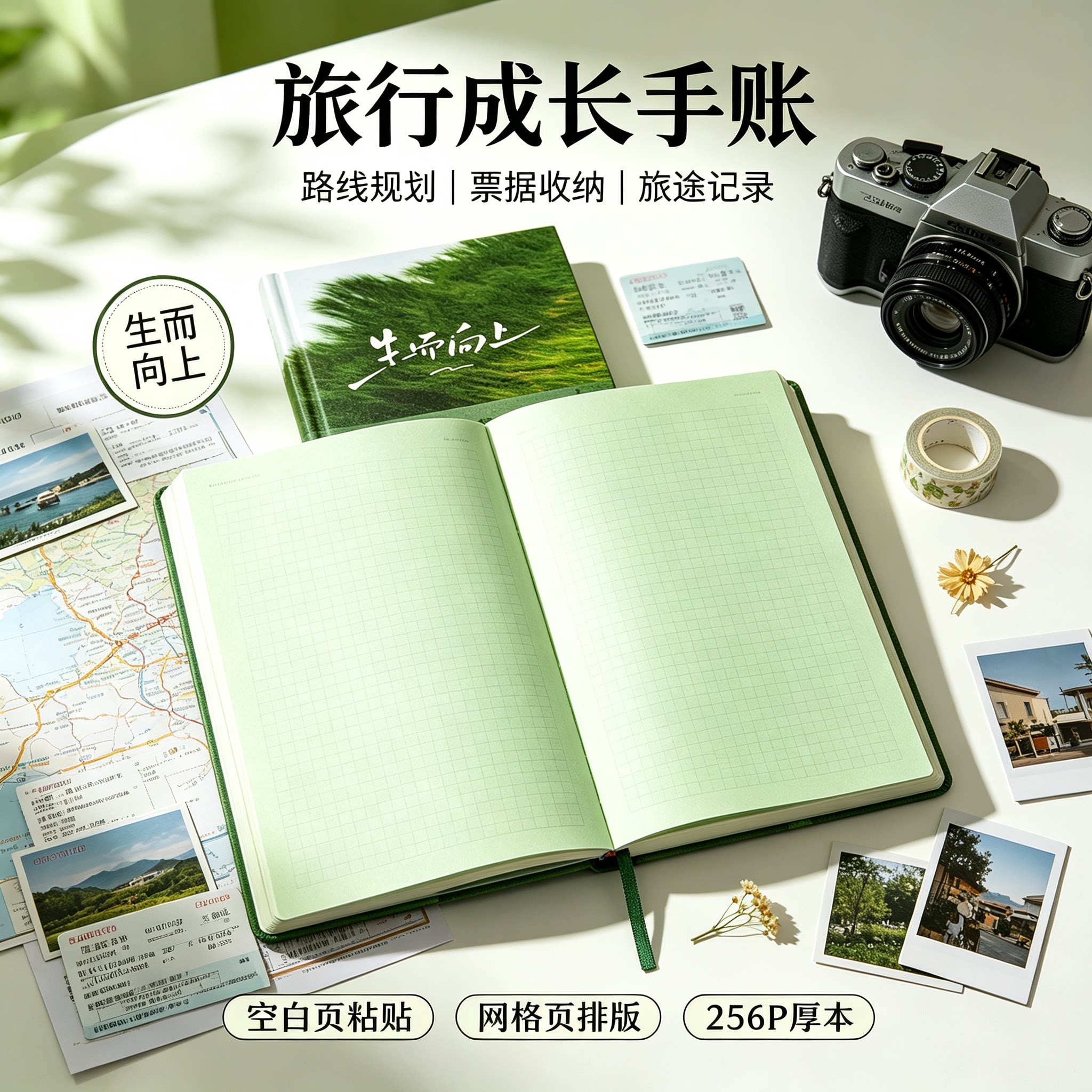 青禾纪生而向上笔记本本子旅行记录日程规划手账本A5日记本成人图片
