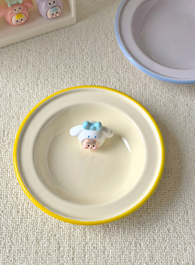 奶油风釉下彩陶瓷小碟子