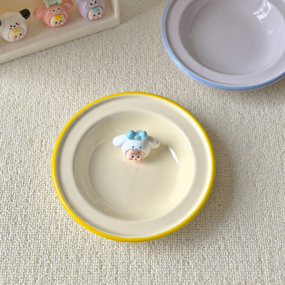 奶油风釉下彩陶瓷小碟子