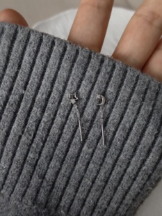 YUCI通体足银999纯银星月耳线女小众高级感防过敏养耳洞耳钉