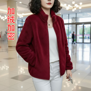 立领大码 珊瑚绒女外套外穿妈妈装 2025新款 冬季 保暖御寒 加厚时尚