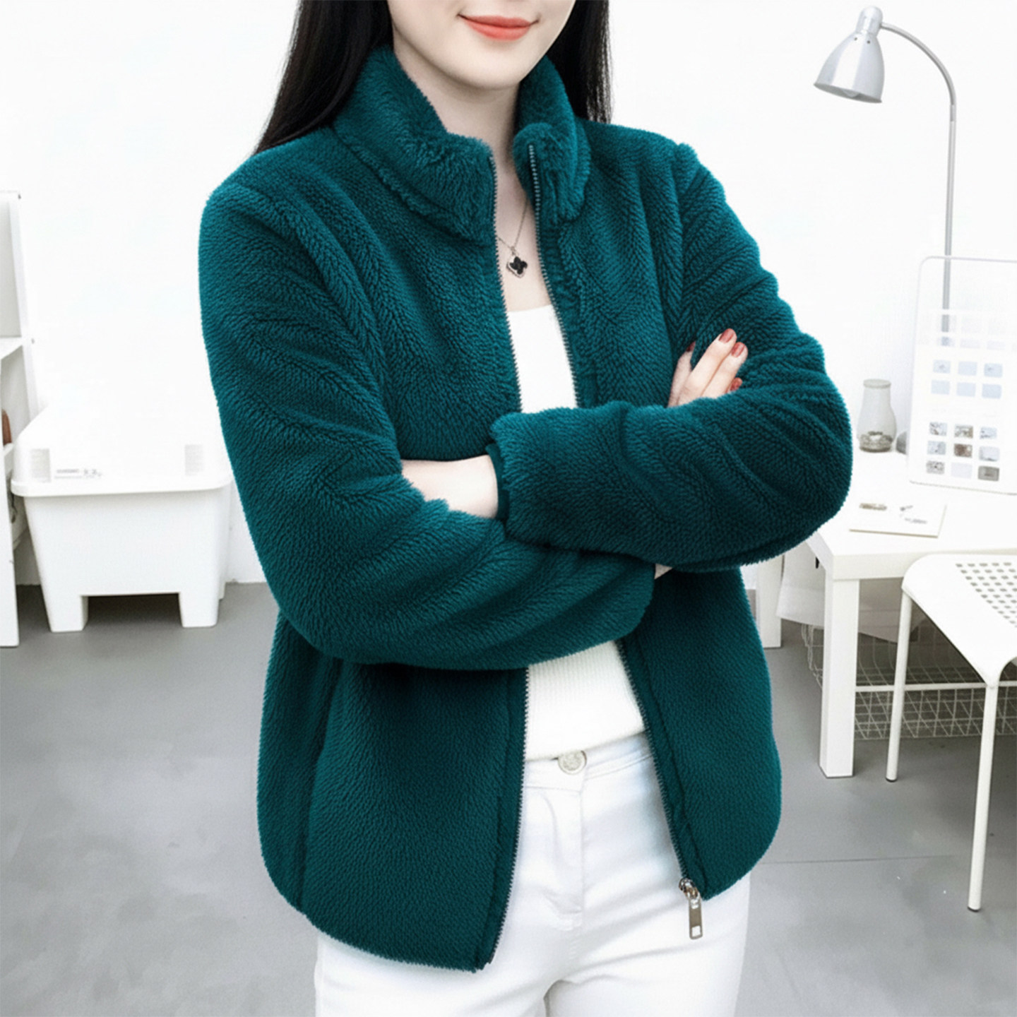 珊瑚绒外套女外穿妈妈装2025新款冬季加绒加厚双面绒立领保暖抓绒,女装/女士精品,短外套,淘宝优惠券,粉丝福利购,淘宝优惠卷