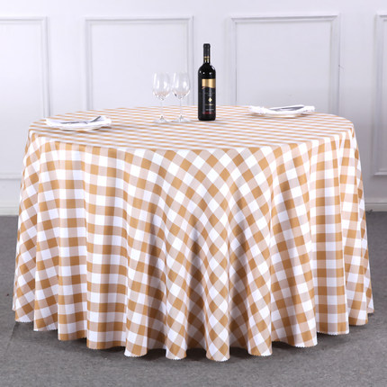 格子小清新桌布布艺圆形餐桌布酒店餐厅咖啡厅圆桌台布田园格子布