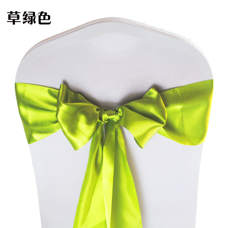 婚庆椅背蝴蝶结酒店宴会弹力椅套飘带色丁绑带椅背花缎带装饰自系