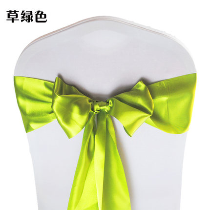 婚庆椅背蝴蝶结酒店宴会弹力椅套飘带色丁绑带椅背花缎带装饰自系