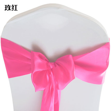 婚庆椅背蝴蝶结酒店宴会弹力椅套飘带色丁绑带椅背花缎带装饰自系