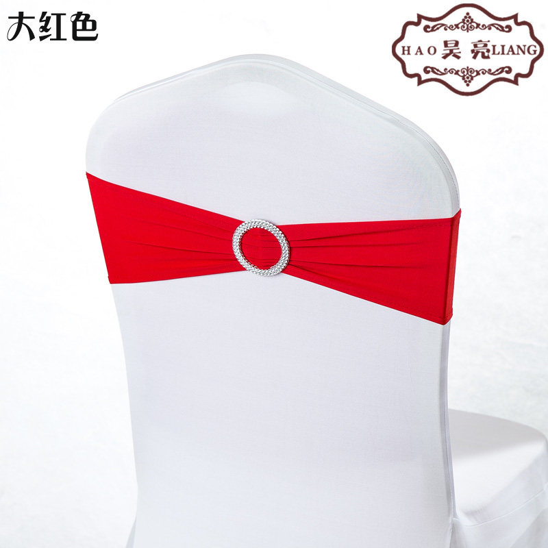 婚庆免系蝴蝶结绑带弹力椅套椅背花装饰钻扣椅背扣酒店婚礼道具
