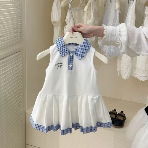 女童夏装连衣裙新款洋气儿童polo领学院风背心裙女宝宝无袖公主裙