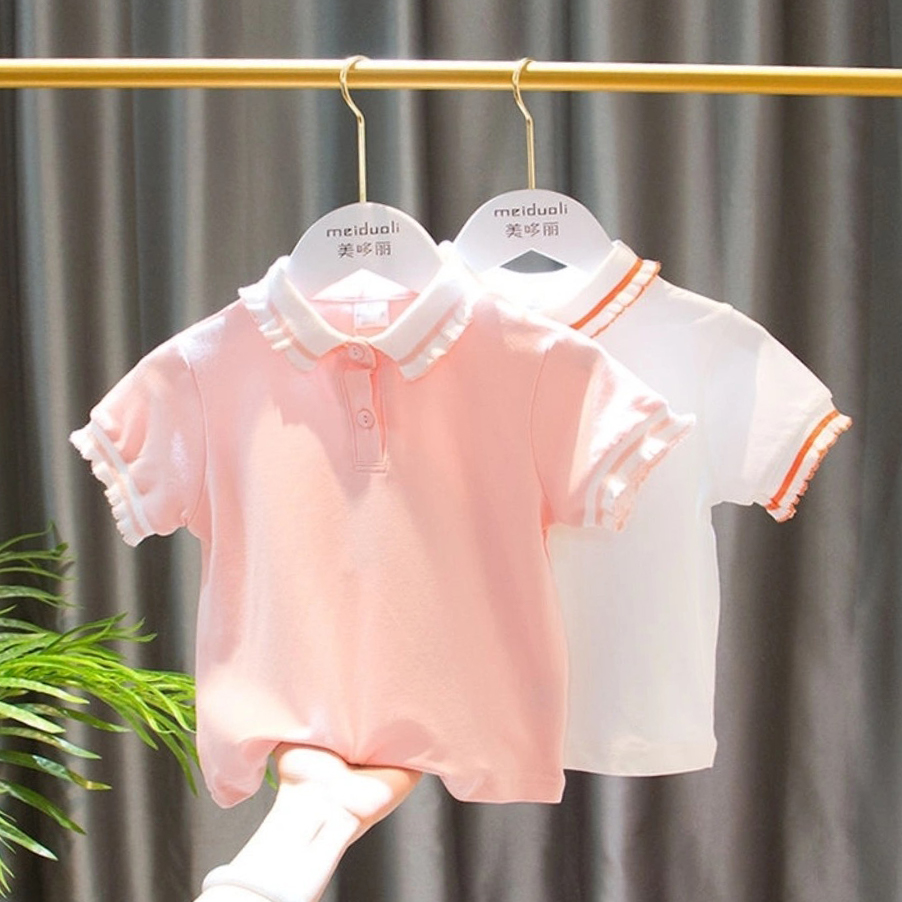 2023夏装新款女童短袖t恤婴幼儿童装夏季POLO衫T恤宝宝打底衫上衣