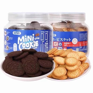 捷式时臣日式小圆海盐味可可味饼干380g罐装网红日本风味休闲零食