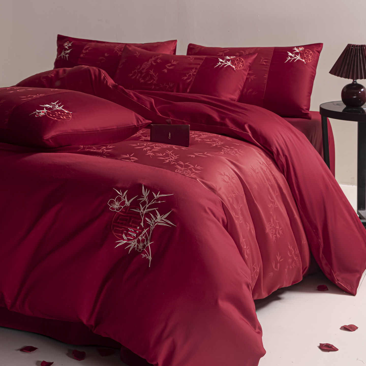 高档中式全棉结婚四件套纯棉婚庆绣花被套罩婚房喜被新婚陪嫁床品,床上用品,婚庆床品套件,淘宝优惠券,粉丝福利购,淘宝优惠卷