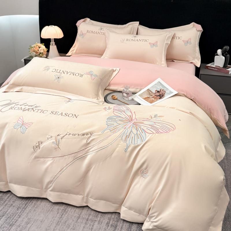 蝴蝶刺绣四件套100棉2024新款