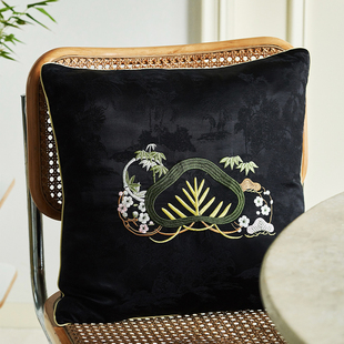 客厅沙发靠枕绣花中古风靠背可拆卸靠垫套 刺绣抱枕 莫语 新中式