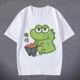 抹茶旦旦干饭人短袖 T恤呆萌小鳄鱼表情包学生儿童百搭打底t潮男女