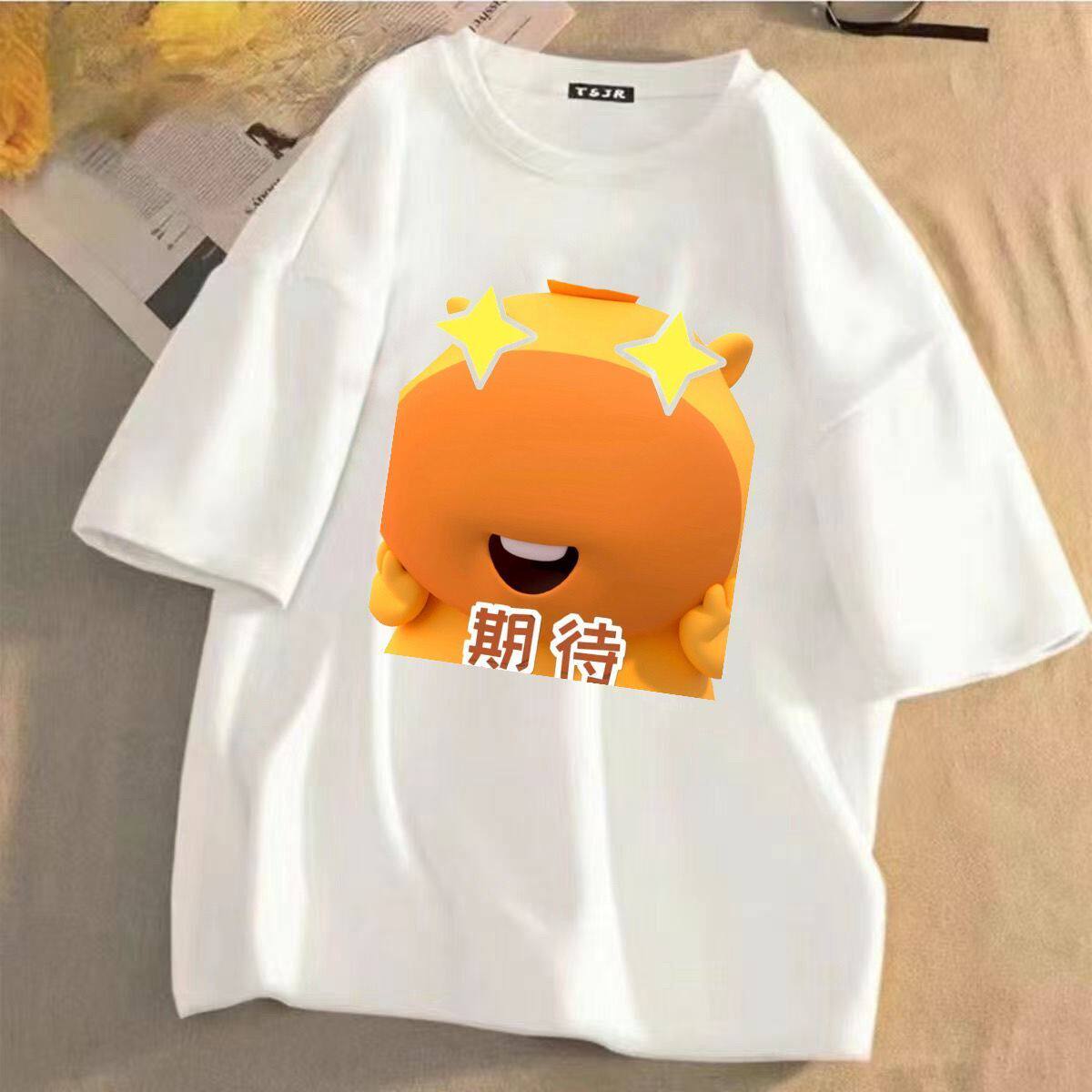 水豚噜噜印花T恤夏季新款