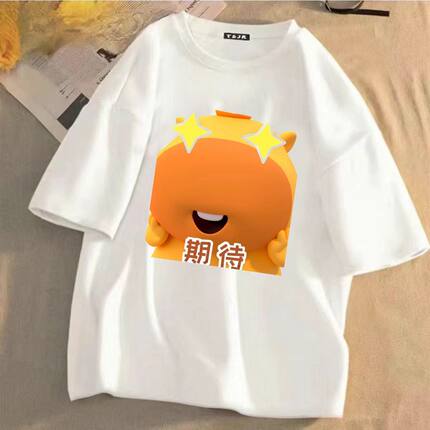 水豚噜噜印花T恤夏季新款男女宽松定制上衣服休闲圆领短袖t恤学生
