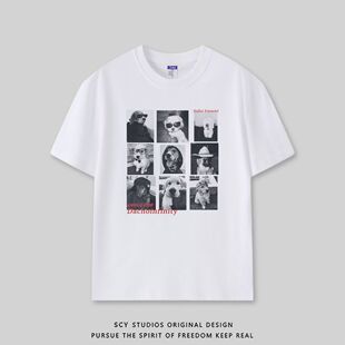 2025新款短袖t恤学生搞怪抽象墨镜狗狗T恤夏季恶搞meme猫上衣男女