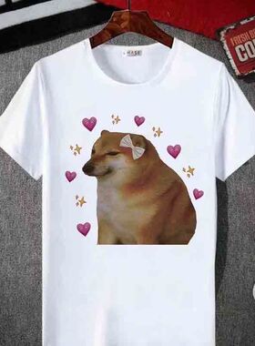 2025新款短袖t恤男女夏季搞怪柴犬Cheems狗子T恤恶搞表情包衣服潮